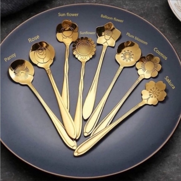 🌻New 8pcs Stainless Steel Flower Spoon,  Hostess Gift - Picture 3 of 3